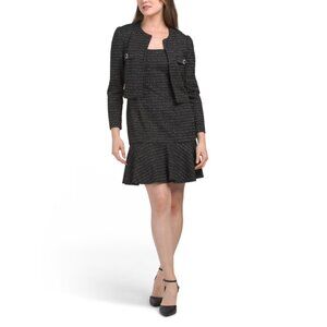 TAYLOR Black/silver 2pc Boucle Mini Dress With Jacket